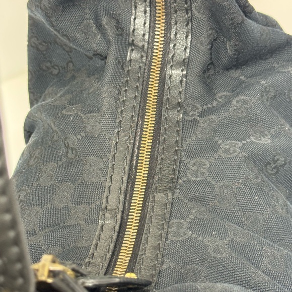 💯Gucci GG Black Canvas Large Jockey Hobo Bag - Picture 9 of 10